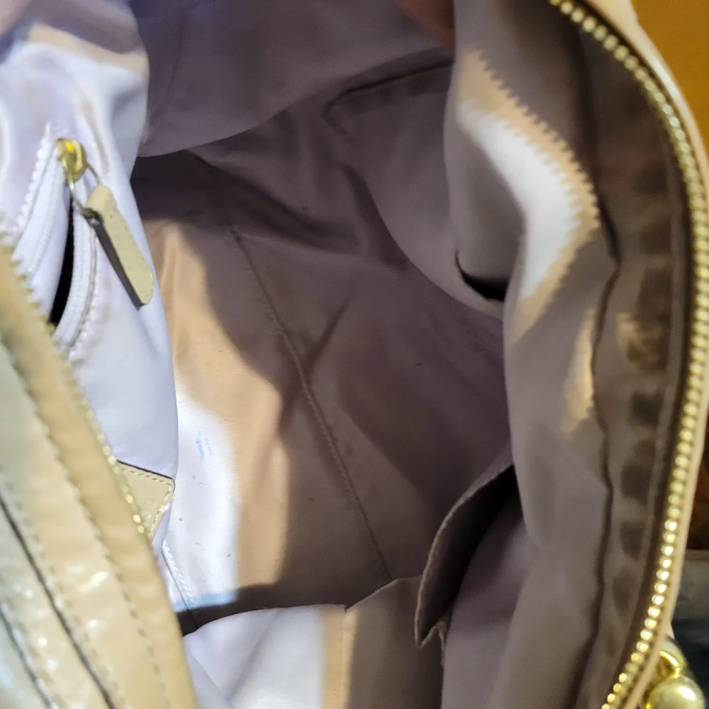 Coach Beige Leather Satchel with Gold Hardware